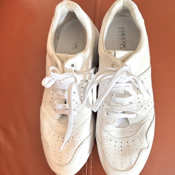 Geox Shoes - Geox White  Leather Sneakers Respira  size 10